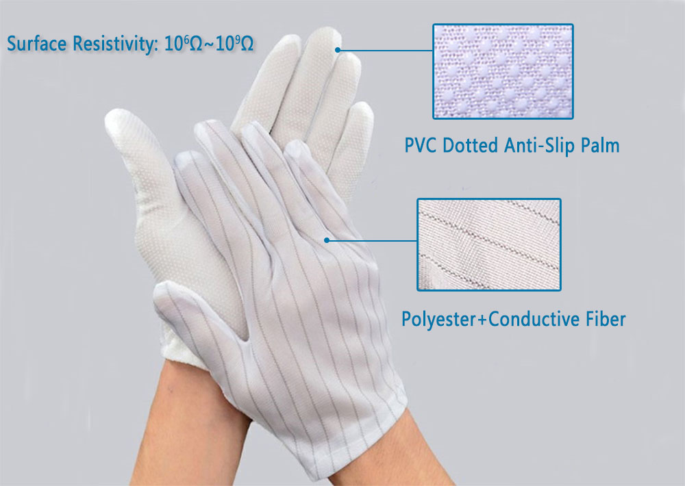 OEM / ODM Esd Lint Free Pvc Dotted Gloves